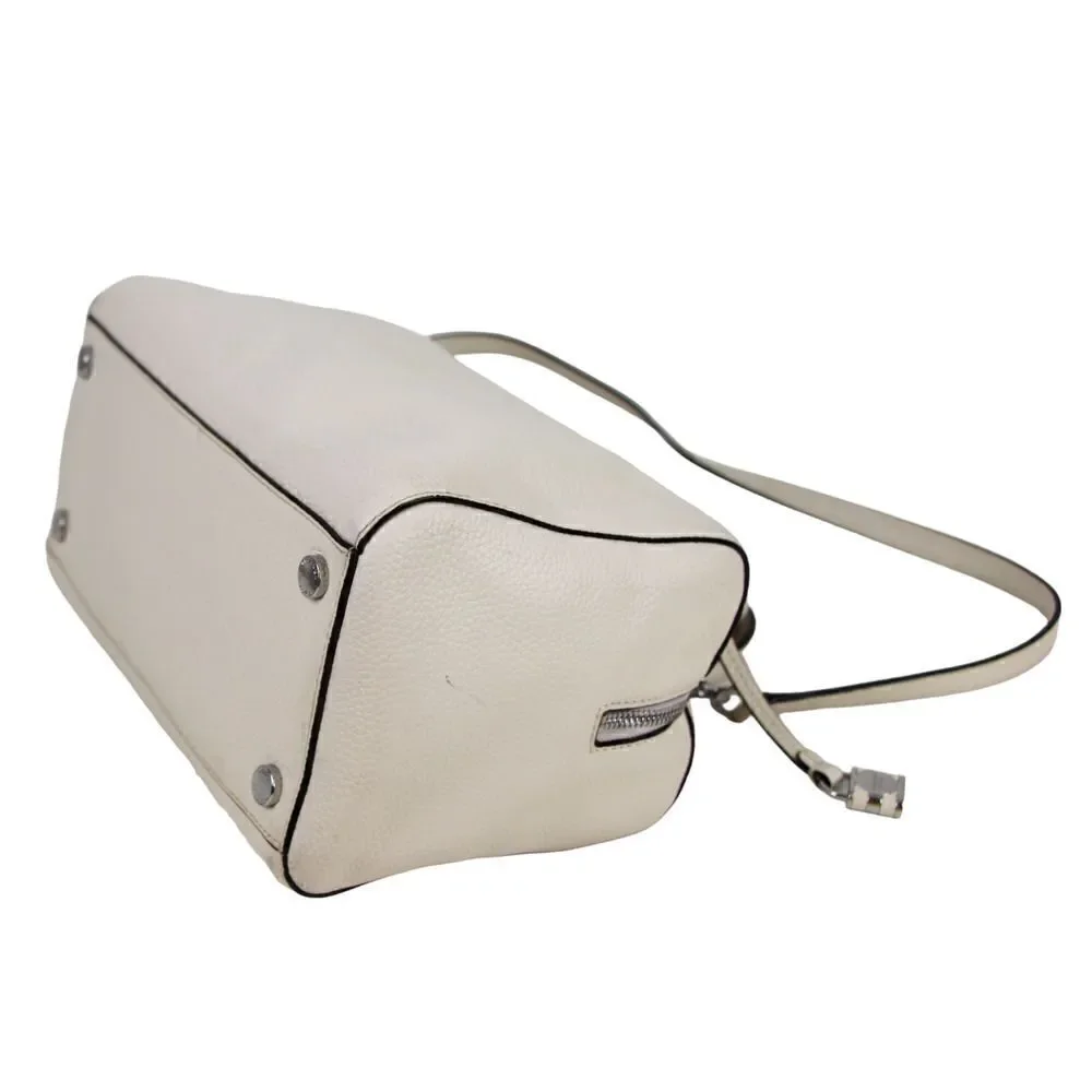 Michael Kors IVORY REAL LEATHER MEDIUM X-BODY SHOULDER BAG SATCHEL HANDBAG PURSE